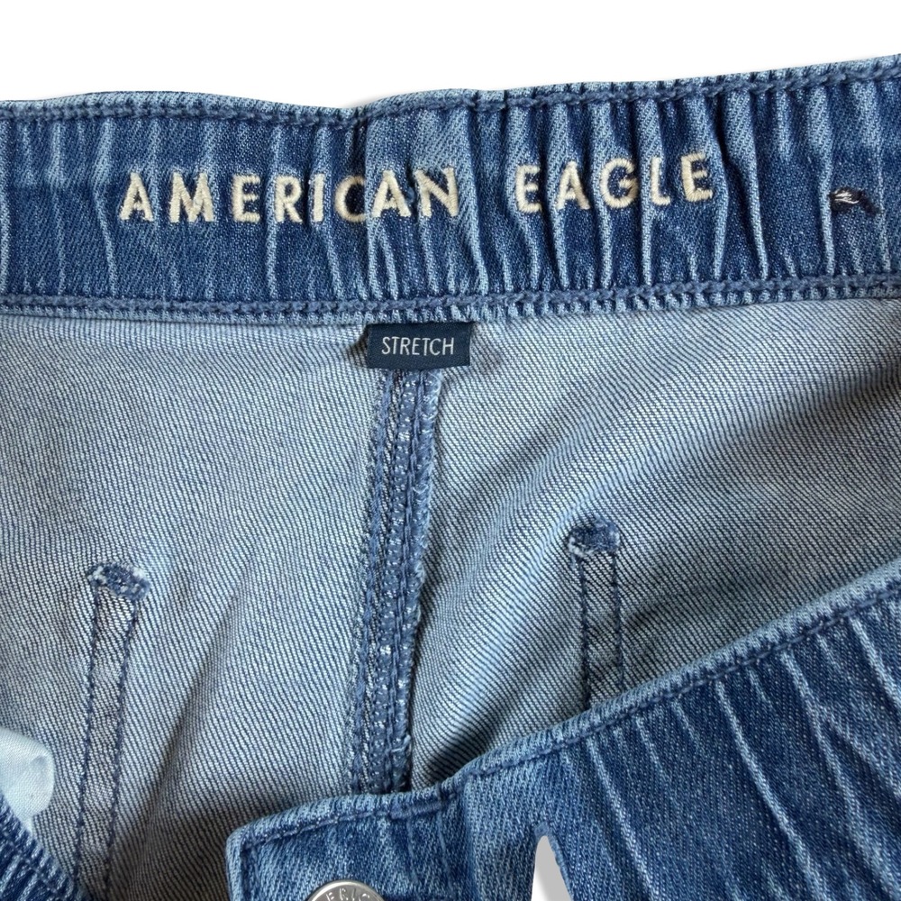 American Eagle Low Rise Ultra Wide Leg Jeans Blue Drawstring Medium Wash M - Picture 9 of 10
